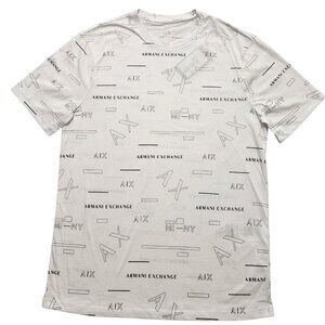 Armani Exchange Men's T-Shirt Short‎ Sleeve Graphic Print AX Logo White XS